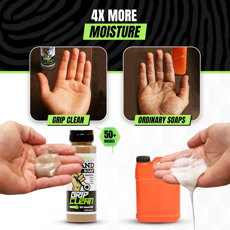 Grip Clean Heavy Duty Hand Cleaner for Mechanics â€“ Natural Pumice & Clay-Infused Technology Removes Grease, Oil & Grime â€“ Moisturizing Liquid Hand Soap for Shop, Garage & Industrial Use â€“ 8 oz - Image 3