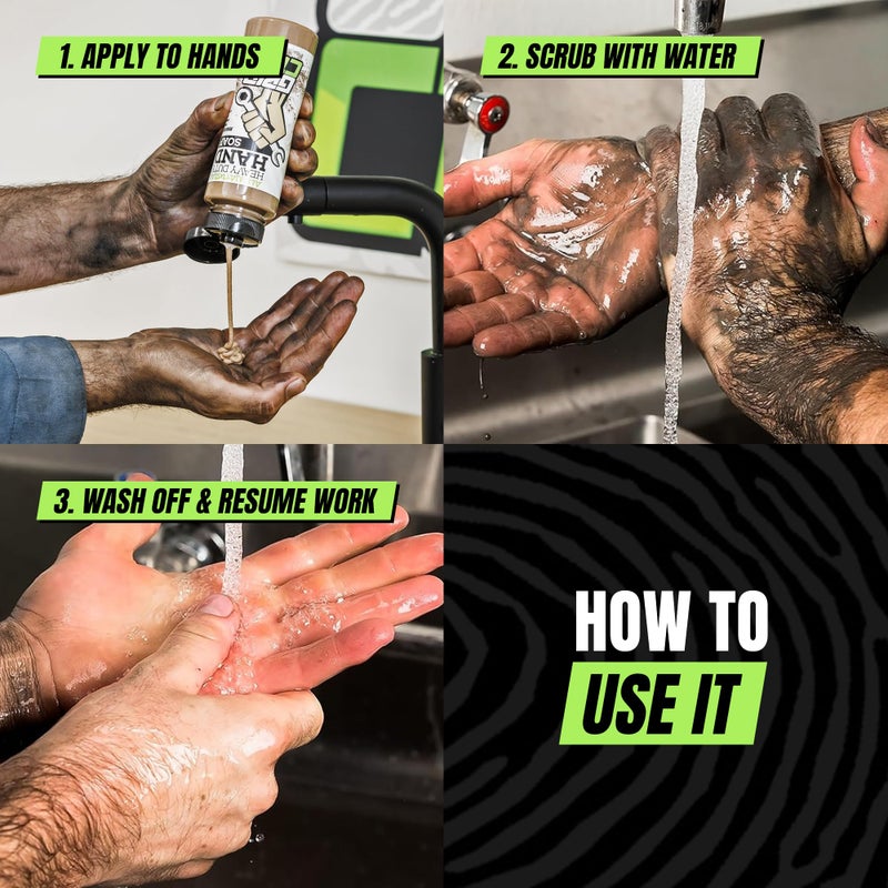 Grip Clean Heavy Duty Hand Cleaner for Mechanics â€“ Natural Pumice & Clay-Infused Technology Removes Grease, Oil & Grime â€“ Moisturizing Liquid Hand Soap for Shop, Garage & Industrial Use â€“ 8 oz - Image 4