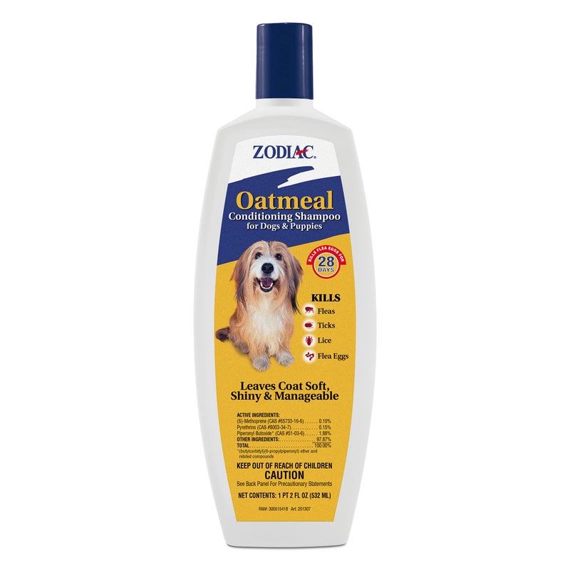 Zodiac Oatmeal Conditioning Shampoo for Dogs Puppies 18 ounces Small