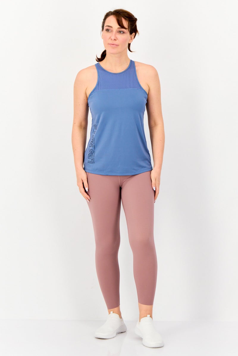 Reebok تي شيرت تدريب بلا أكمام للنساء، أزرق رمادي - Image 4