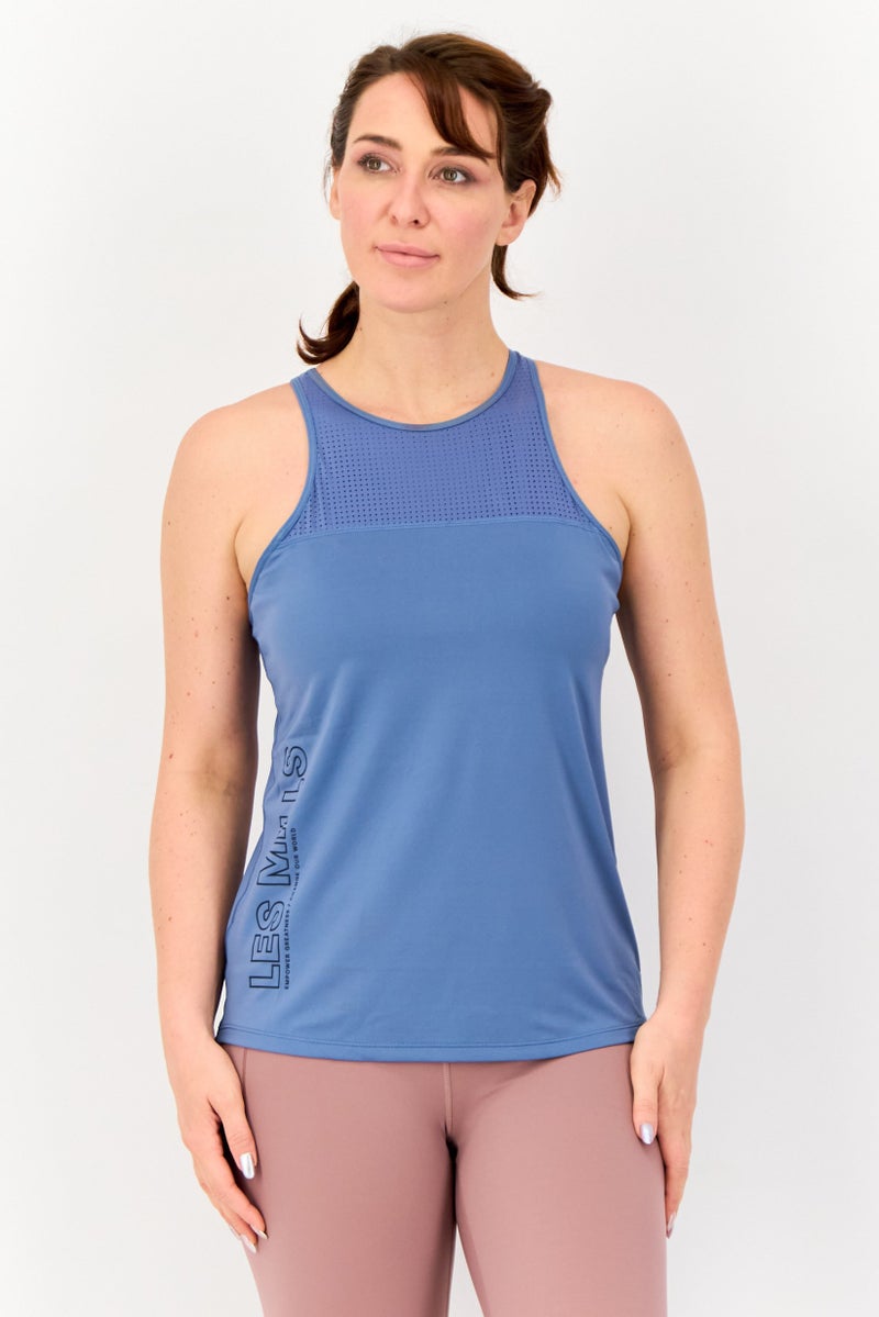 Reebok تي شيرت تدريب بلا أكمام للنساء، أزرق رمادي - Image 1