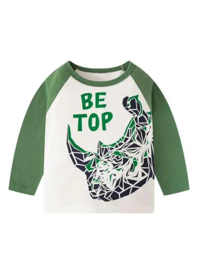 YUNIQEE White Printed Long Sleeve Crew Neck T-Shirt