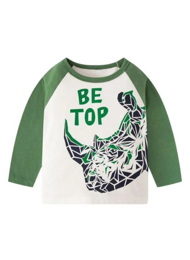 YUNIQEE White Printed Long Sleeve Crew Neck T-Shirt