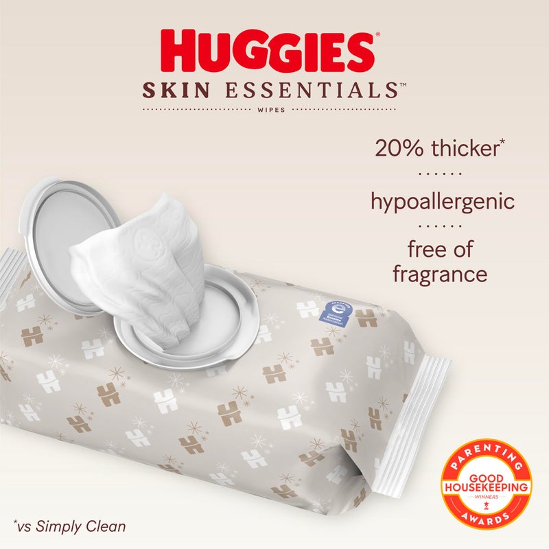 Huggies Skin Essentials Baby Wipes, Hypoallergenic, 99% Water, 10 Flip Top Packs (560 Wipes Total) - Image 2