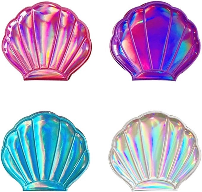 4 COLORS SHELL MIRROR DOUBLE-SIDED MAGNIFICATION MAKEUP MIRROR, GIRLS COMPACT MIRROR MINI PORTABLE FOLDABLE HANDHELD MIRROR FOR HANDBAG