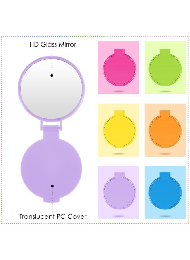 Mini Folding Pocket Mirror, Portable Compact Makeup Mirror for Travel Purse, 4 Pieces Colorful Mirror for Party & Gifts - Image 2