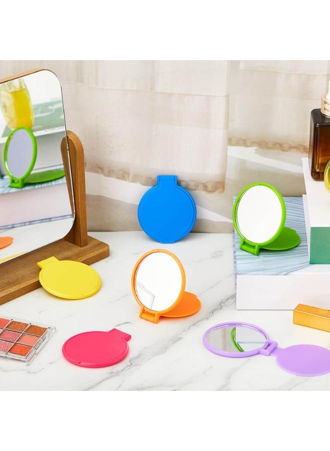 Mini Folding Pocket Mirror, Portable Compact Makeup Mirror for Travel Purse, 4 Pieces Colorful Mirror for Party & Gifts - Image 4