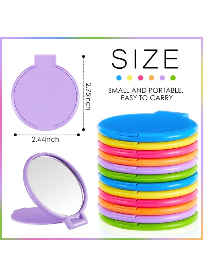 Mini Folding Pocket Mirror, Portable Compact Makeup Mirror for Travel Purse, 4 Pieces Colorful Mirror for Party & Gifts - Image 3