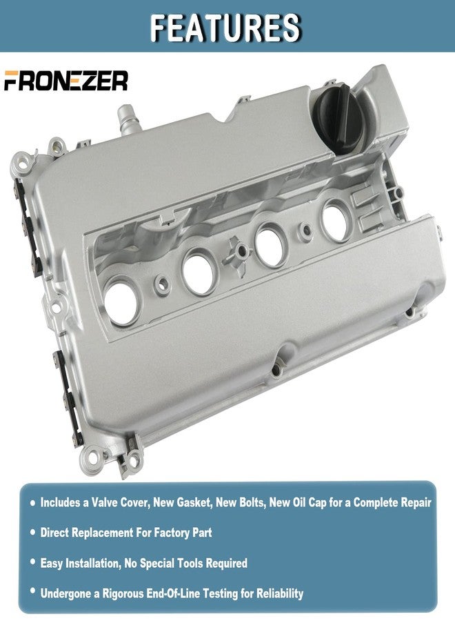 FRONEZER Aluminum Engine Valve Cover Kit with Gasket, Bolts, Oil Filler Cap Compatible with 2011-2016 Chevy Cruze, 2012-2018 Sonic, 2013-2020 Trax, 2009-2011 Aveo Aveo5 1.6L 1.8L Replace# 55558673 55564395 - Image 2
