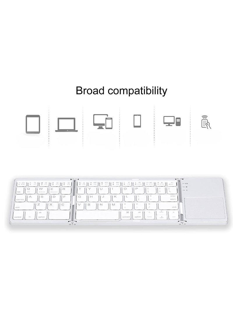 USB Wired Keyboard, Ultra‑Thin Bluetooth Keyboard Ergonomic Foldable Keyboard Dual‑Mode Bluetooth 3.0 Rechargeable Fingerboard with TouchPad (Sliver)