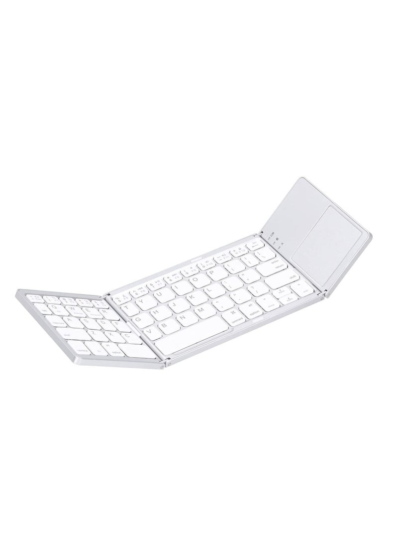 USB Wired Keyboard, Ultra‑Thin Bluetooth Keyboard Ergonomic Foldable Keyboard Dual‑Mode Bluetooth 3.0 Rechargeable Fingerboard with TouchPad (Sliver)