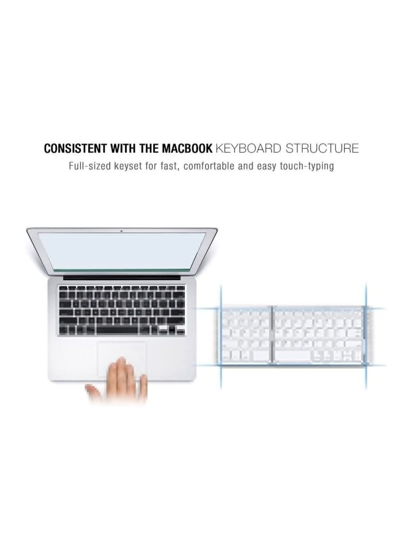 USB Wired Keyboard, Ultra‑Thin Bluetooth Keyboard Ergonomic Foldable Keyboard Dual‑Mode Bluetooth 3.0 Rechargeable Fingerboard with TouchPad (Sliver)