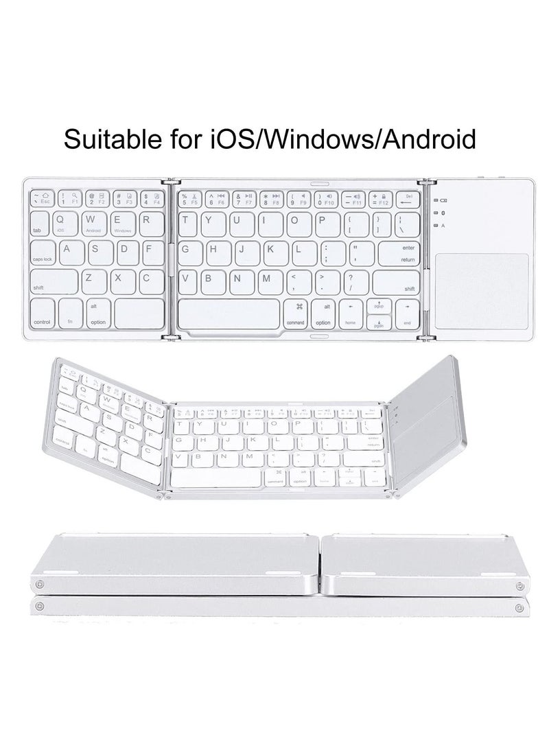 USB Wired Keyboard, Ultra‑Thin Bluetooth Keyboard Ergonomic Foldable Keyboard Dual‑Mode Bluetooth 3.0 Rechargeable Fingerboard with TouchPad (Sliver)