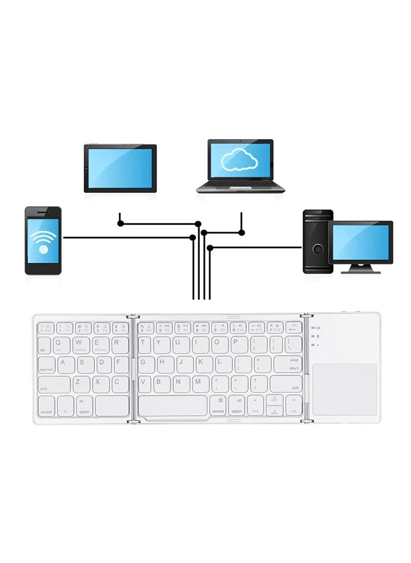 USB Wired Keyboard, Ultra‑Thin Bluetooth Keyboard Ergonomic Foldable Keyboard Dual‑Mode Bluetooth 3.0 Rechargeable Fingerboard with TouchPad (Sliver)