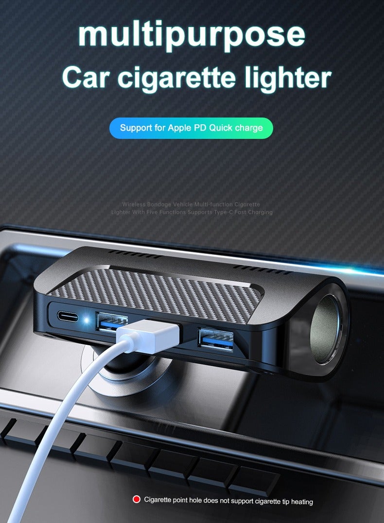 Car Charger 5A USB Type-C Socket, Rotatable 18W Fast Charging Mini Car Charger Adapter Compatible with Samsung/iPhone (3 Ports, Black)  - Image 2