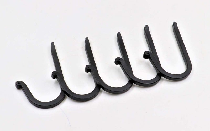 THDC Single Prong Wrought Iron Hooks, Vintage Hand Forged Iron Curved Metal Fasteners – Decorative Colonial Wall Décor, Heavy Duty Wall Hooks, Hangers for Keys, Coats, Robe, Bags, Home, Kitchen (5) - Image 3