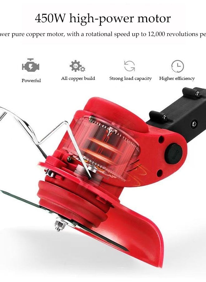 DUNISO Portable Electric Cordless Lawn Trimmer, Lawn Mower, Weeding Tool, Suitable For Garden Yard Lawn Trimming/Trimming/Care Work,Red  - Image 2