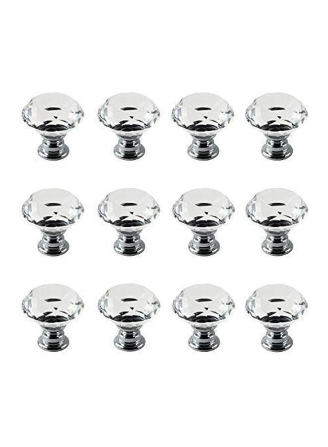 12-Piece Diamond Shape Crystal Glass Knob Set Clear 1.8x1.1x0.6inch - Image 1