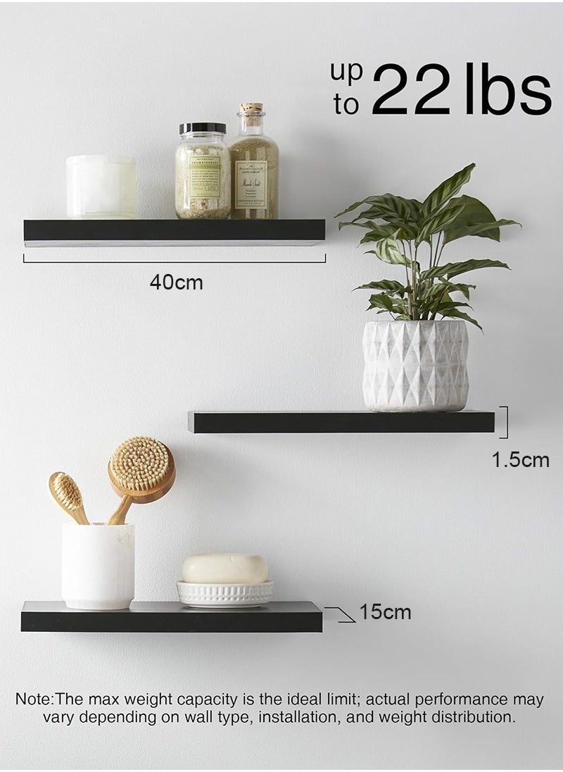 mierting - Floating Shelves 3 PCS Set Wall Shelf Decorative Floating Wall Mounted Shelves with Stylish Invisible Brackets Modern Faux Wood Storage with Matte Finish for Bedroom Living Room - Image 1