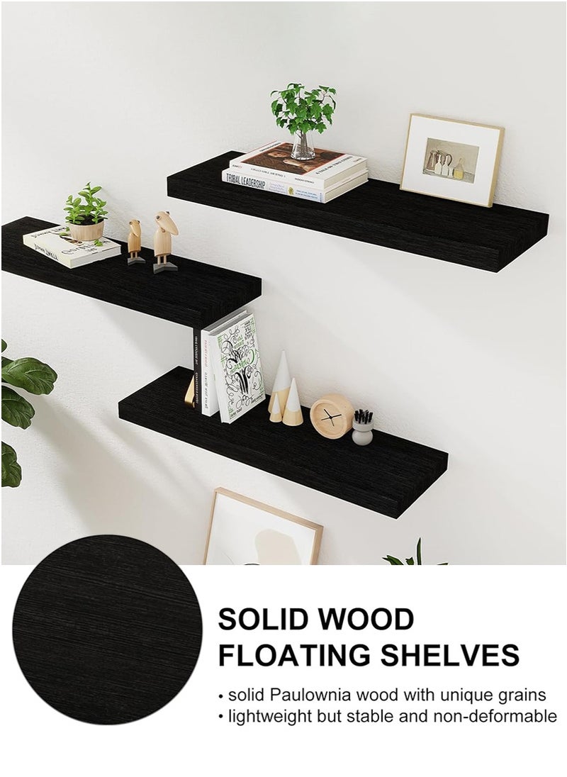 mierting - Floating Shelves 3 PCS Set Wall Shelf Decorative Floating Wall Mounted Shelves with Stylish Invisible Brackets Modern Faux Wood Storage with Matte Finish for Bedroom Living Room - Image 1