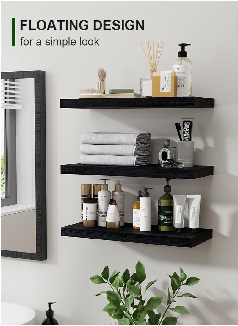 mierting - Floating Shelves 3 PCS Set Wall Shelf Decorative Floating Wall Mounted Shelves with Stylish Invisible Brackets Modern Faux Wood Storage with Matte Finish for Bedroom Living Room - Image 1