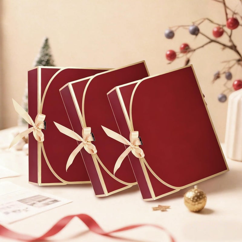 WLUSEAXI 10Pack Gift Boxes Gold-Rimmed Design(12Ã—9.8Ã—3.1inch) (Red) - Image 4