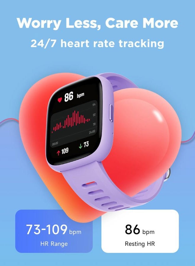 BIGGERFIVE Smart Watch for Kids, 1.8" Fitness Tracker Watch Pedometer, Heart Rate, IP68 Waterproof, Sleep Monitor, Calorie Step Counter, 5 Puzzle Games with/Without APP for Girls Teens 5-16 - Image 5