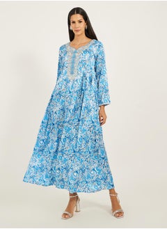 Maxim Creation Printed Stain Embroidered A-Line Kaftan by Styli  - Image 1