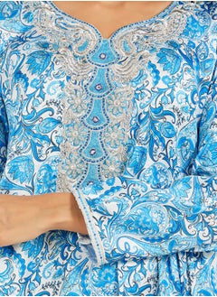 Maxim Creation Printed Stain Embroidered A-Line Kaftan by Styli  - Image 4