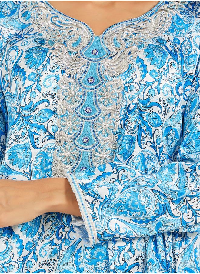 Maxim Creation - Printed Stain Embroidered A-Line Kaftan by Styli - Image 1