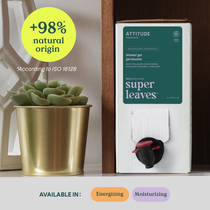 ATTITUDE Body Wash, EWG Verified Shower Gel, Dermatologically Tested, Plant and Mineral-Based, Vegan Personal Care Products, White Tea Leaves, Bulk Refill, 67.6 Fl Oz - Image 3