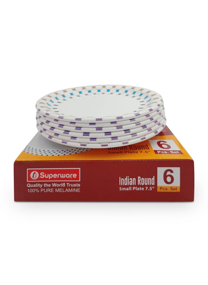 Superware Superware | Pure Melamine | Small Plate Set – Arris 7.5” (6 nos.) | Stain Free, Glazed Finish  - Image 5