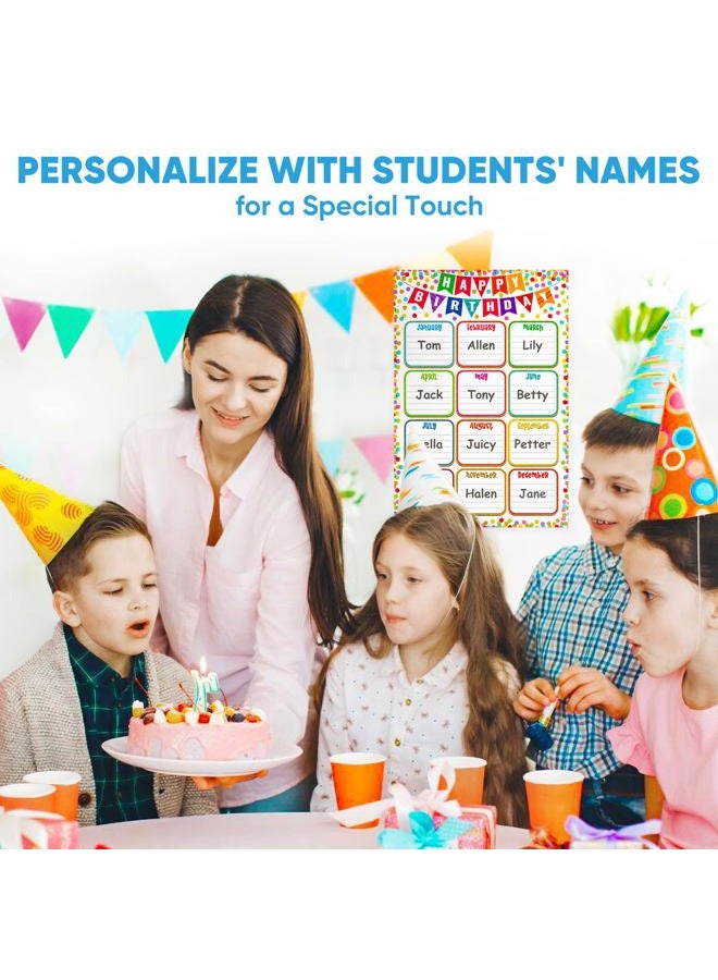 FaCraft Birthday Chart Poster for Classroom - Confetti Happy Birthday Poster Calendar Reusable Laminated Classroom Birth day Chart Class Bulletin Board Decorations Back to School Teacher Supplies - Image 2