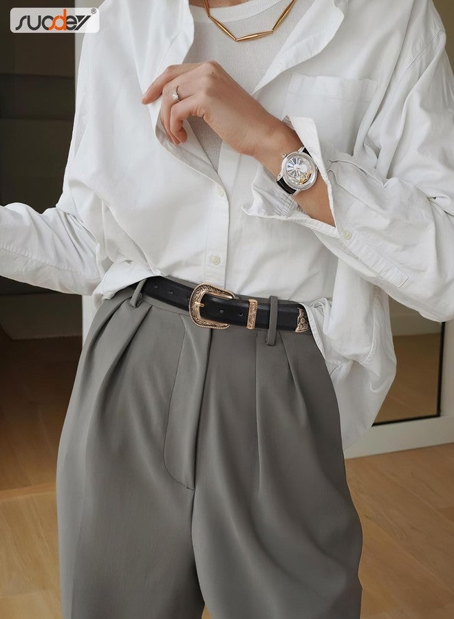 سوزدي أحزمة جلدية غربية نسائية من SUOSDEY مناسبة للجينز والفساتين، مزودة بإبزيم معدني عتيق. - Image 2