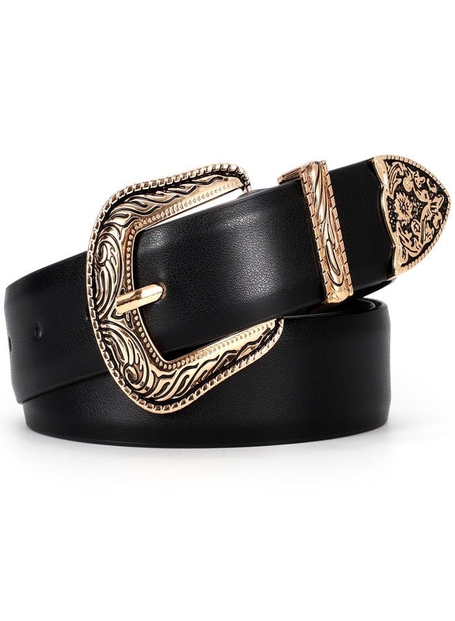 سوزدي أحزمة جلدية غربية نسائية من SUOSDEY مناسبة للجينز والفساتين، مزودة بإبزيم معدني عتيق. - Image 1