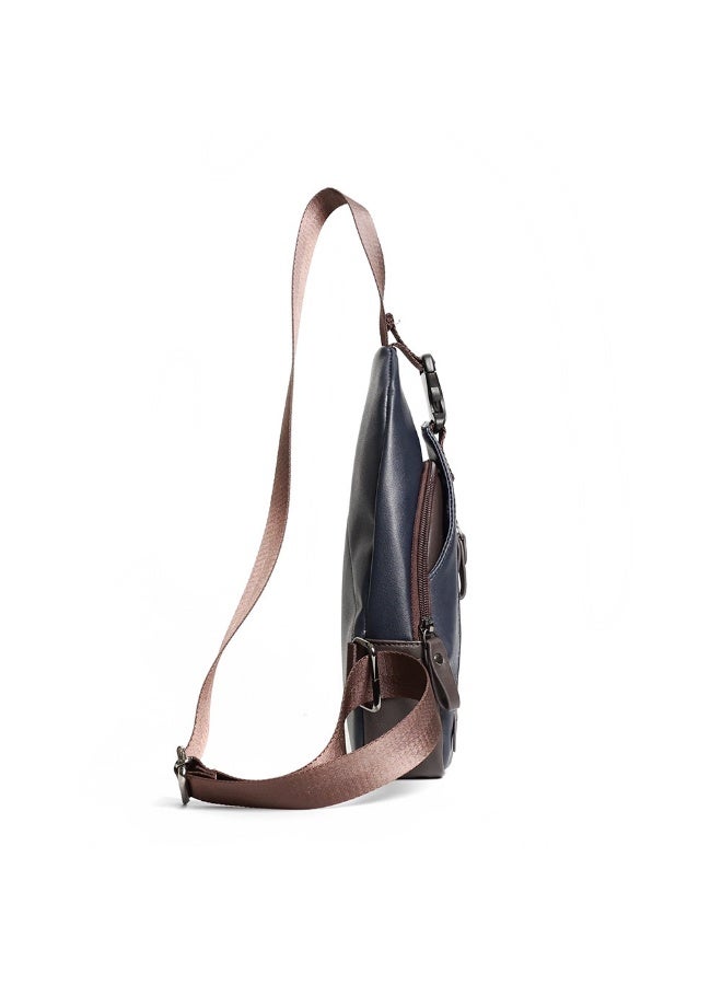 TOVELE5 Tovele5 Fashionable Large-Capacity PU Leather Gray-Blue Chest Bag Bicycle Sling Bag Lightweight Shoulder Bag  - Image 3