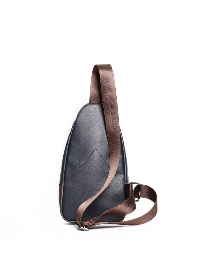 TOVELE5 Tovele5 Fashionable Large-Capacity PU Leather Gray-Blue Chest Bag Bicycle Sling Bag Lightweight Shoulder Bag  - Image 4