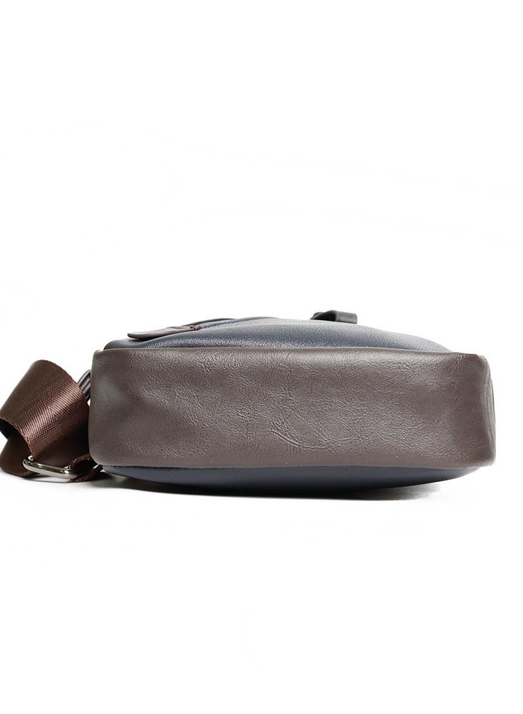 TOVELE5 Tovele5 Fashionable Large-Capacity PU Leather Gray-Blue Chest Bag Bicycle Sling Bag Lightweight Shoulder Bag  - Image 5