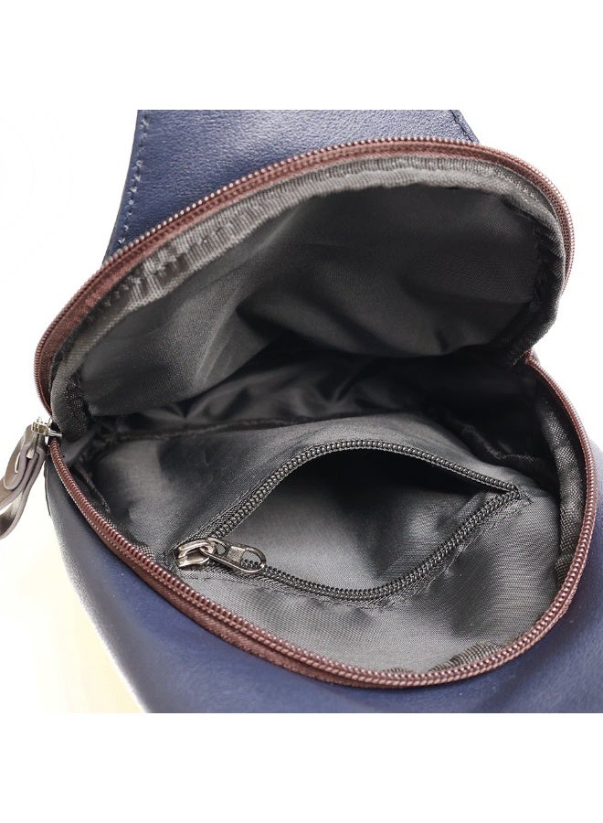 TOVELE5 Tovele5 Fashionable Large-Capacity PU Leather Gray-Blue Chest Bag Bicycle Sling Bag Lightweight Shoulder Bag  - Image 2