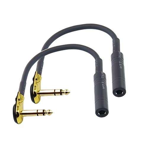Suanqi Right Angle 6.35 mm Male to 6.35 Female Adapter Gold Plated ¼ inch ts to ts Pancake Type Connectors Cable for Speaker Patch Guitar (TRS Male to TRS Female) 1 - Image 1