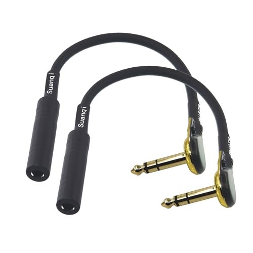 Suanqi Right Angle 6.35 mm Male to 6.35 Female Adapter Gold Plated ¼ inch ts to ts Pancake Type Connectors Cable for Speaker Patch Guitar (TRS Male to TRS Female) 1 - Image 3