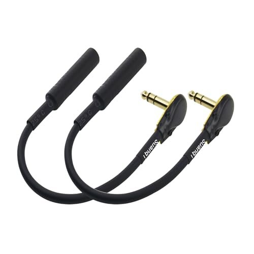 Suanqi Right Angle 6.35 mm Male to 6.35 Female Adapter Gold Plated ¼ inch ts to ts Pancake Type Connectors Cable for Speaker Patch Guitar (TRS Male to TRS Female) 1 - Image 2