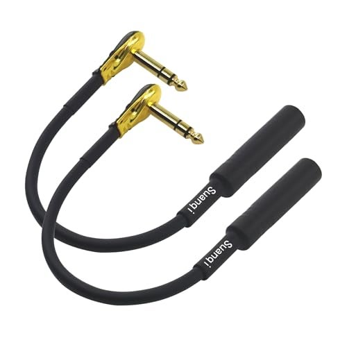 Suanqi Right Angle 6.35 mm Male to 6.35 Female Adapter Gold Plated ¼ inch ts to ts Pancake Type Connectors Cable for Speaker Patch Guitar (TRS Male to TRS Female) 1 - Image 4