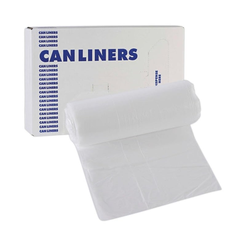 boardwalk 16 Gallon High-Density Can Liners - 1000 Count Bulk Commercial Trash Bags, 6 Micron Star-Seal, Coreless Perforated Roll, Clear (24"x33") - Image 1
