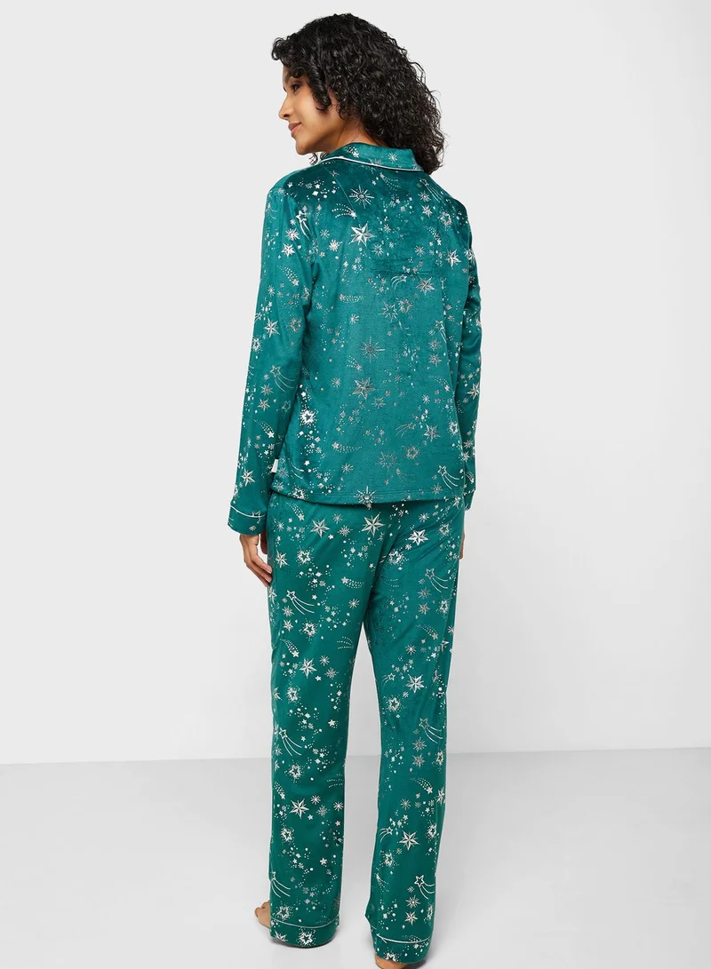 CHELSEA PEERS Floral Printed Shirt & Pyjama Set