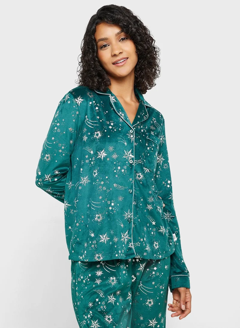 CHELSEA PEERS Floral Printed Shirt & Pyjama Set
