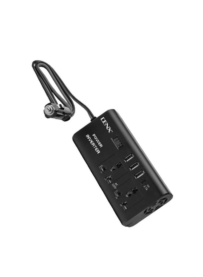 DENX DX136 300W Portable Car Inverter – Smart Power Solution with Type-C & USB Output - Image 1