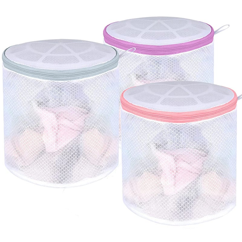 GALENO Mesh Laundry Bag with Zipper Clothing Washing Bags for Laundry Blouse Bra Hosiery Stocking Underwear Shoe Lingerie Travel Storage Organize Bag 3pc Round mesh bag - Image 1