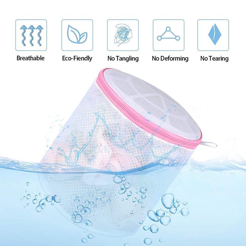 GALENO Mesh Laundry Bag with Zipper Clothing Washing Bags for Laundry Blouse Bra Hosiery Stocking Underwear Shoe Lingerie Travel Storage Organize Bag 3pc Round mesh bag - Image 3