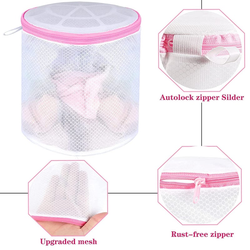 GALENO Mesh Laundry Bag with Zipper Clothing Washing Bags for Laundry Blouse Bra Hosiery Stocking Underwear Shoe Lingerie Travel Storage Organize Bag 3pc Round mesh bag - Image 2